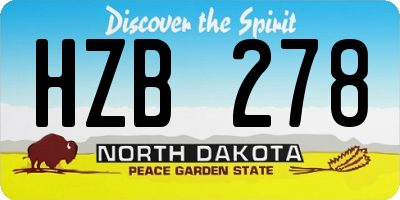 ND license plate HZB278