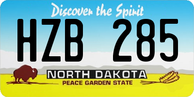 ND license plate HZB285