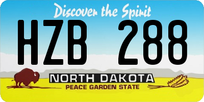 ND license plate HZB288