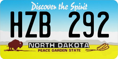 ND license plate HZB292