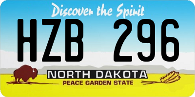 ND license plate HZB296