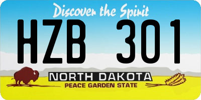 ND license plate HZB301
