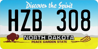 ND license plate HZB308