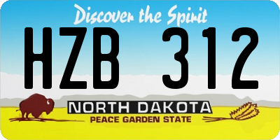 ND license plate HZB312