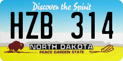 ND license plate HZB314