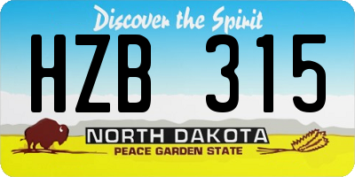 ND license plate HZB315