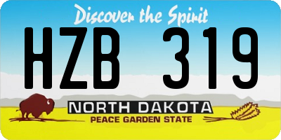 ND license plate HZB319