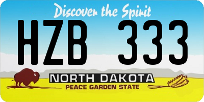 ND license plate HZB333