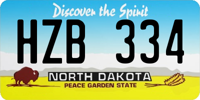 ND license plate HZB334