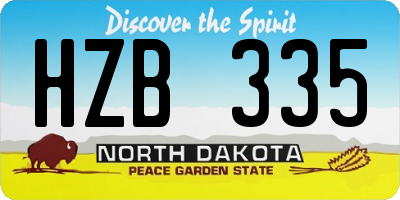 ND license plate HZB335