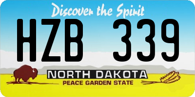 ND license plate HZB339