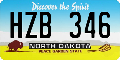 ND license plate HZB346