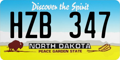 ND license plate HZB347