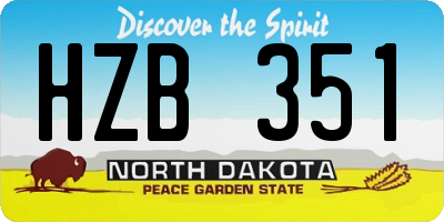 ND license plate HZB351
