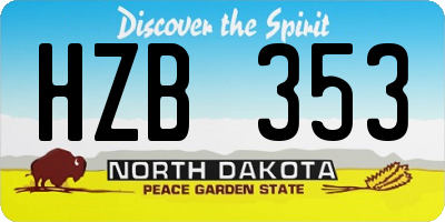 ND license plate HZB353