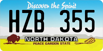 ND license plate HZB355