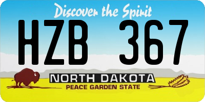 ND license plate HZB367