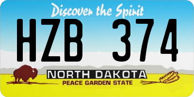 ND license plate HZB374