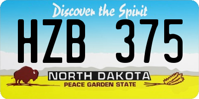 ND license plate HZB375