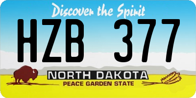 ND license plate HZB377