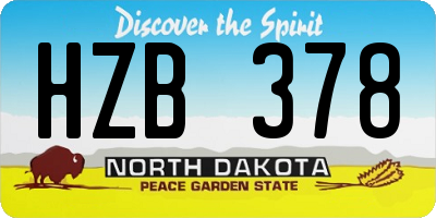 ND license plate HZB378