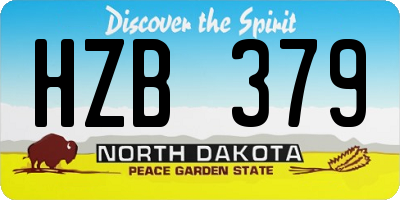ND license plate HZB379