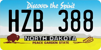 ND license plate HZB388