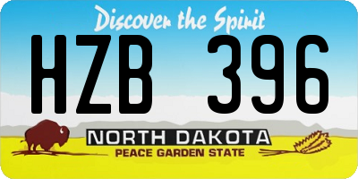 ND license plate HZB396