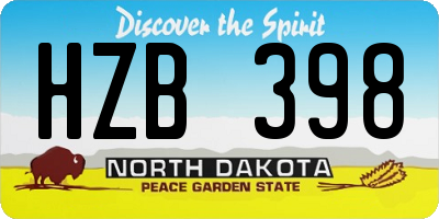 ND license plate HZB398