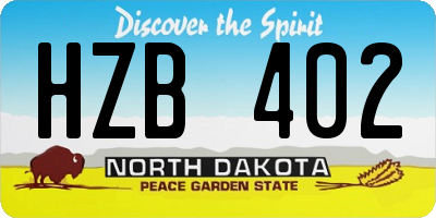 ND license plate HZB402