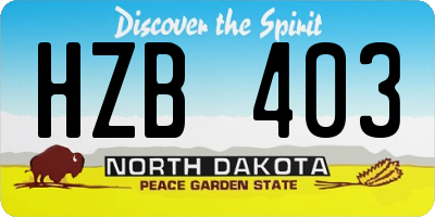 ND license plate HZB403
