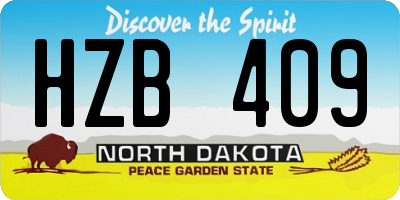 ND license plate HZB409
