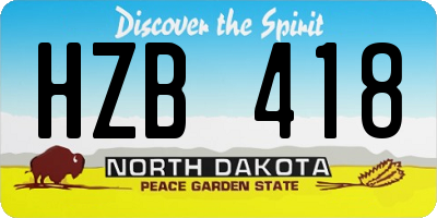 ND license plate HZB418
