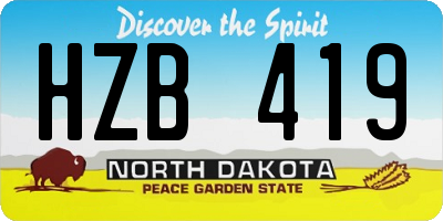 ND license plate HZB419