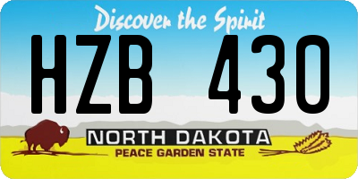 ND license plate HZB430