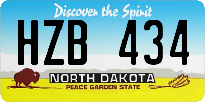 ND license plate HZB434