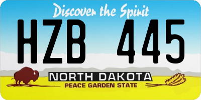 ND license plate HZB445