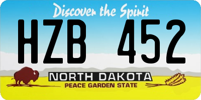 ND license plate HZB452