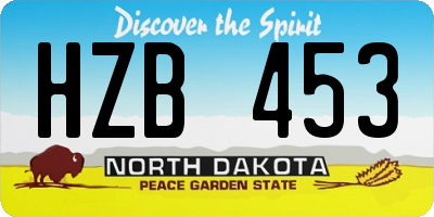 ND license plate HZB453