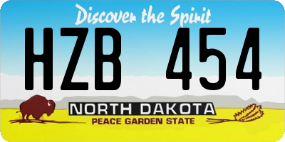 ND license plate HZB454