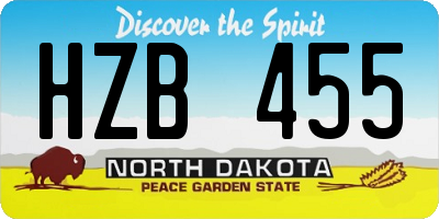 ND license plate HZB455