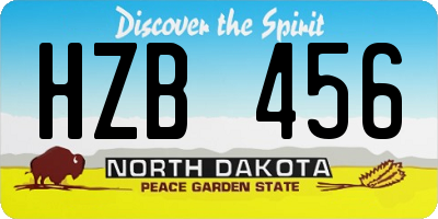 ND license plate HZB456