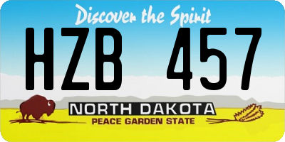 ND license plate HZB457