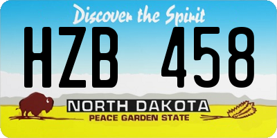 ND license plate HZB458