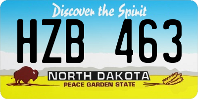 ND license plate HZB463