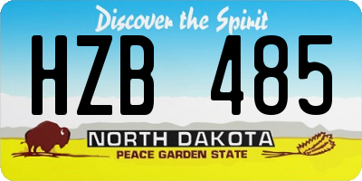 ND license plate HZB485