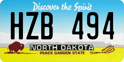 ND license plate HZB494