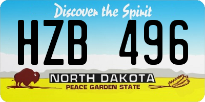 ND license plate HZB496