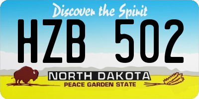 ND license plate HZB502
