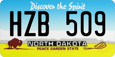 ND license plate HZB509
